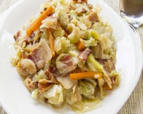 Fried Cabbage with Bacon, Onion & Garlic