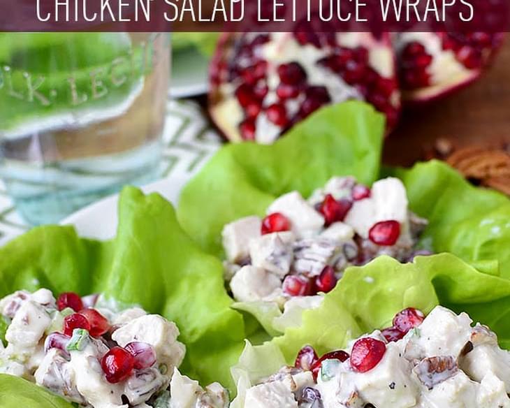 Honey, Pomegranate, Pecan Chicken Salad Lettuce Wraps (Mayo-Free!)