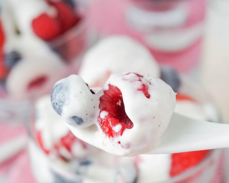 Frozen Berries with Warm Vanilla Bean Cream