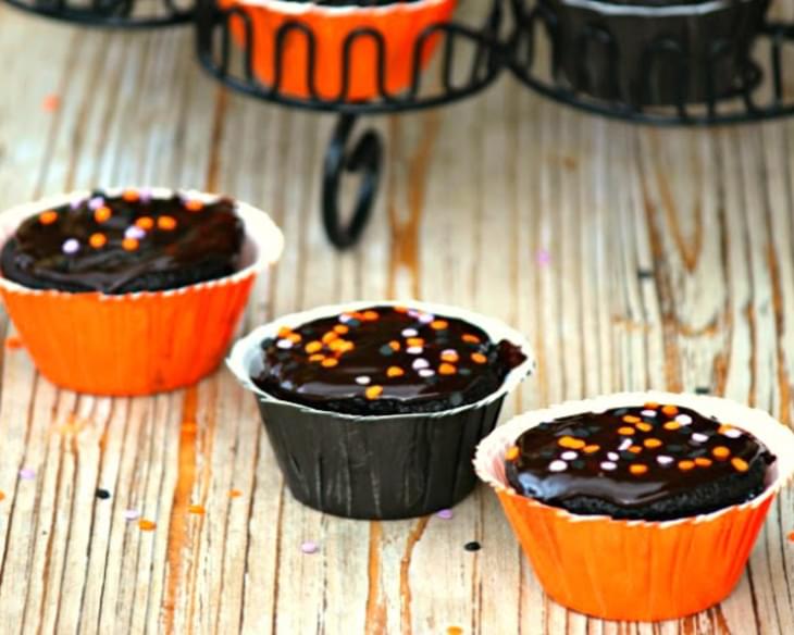 Halloween Dark Chocolate Ganache Cupcakes