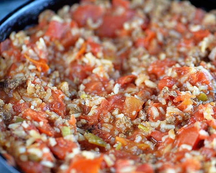 Skillet Spanish Rice with Ground Beef