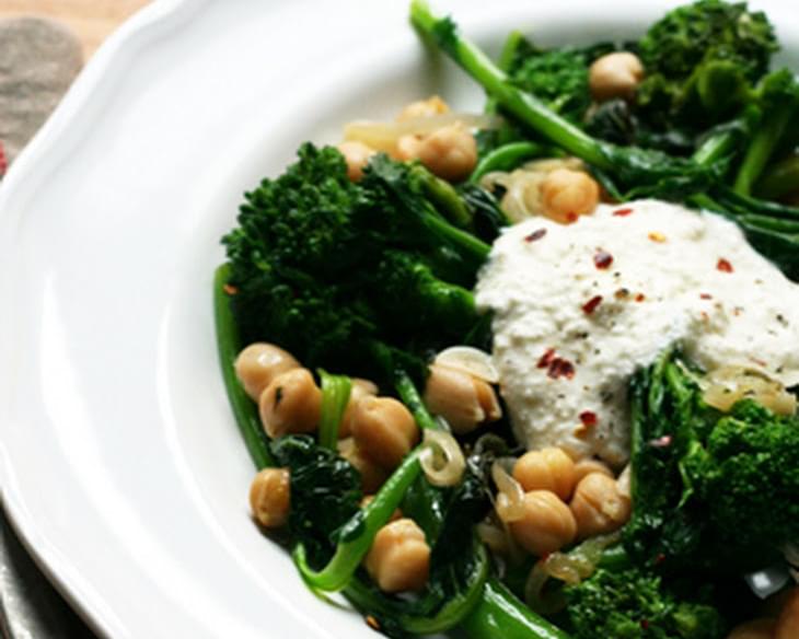 Spicy Broccoli Rabe with Chickpeas and Ricotta Cheese