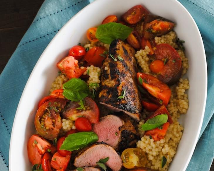 Grilled Pork Tenderloin with Couscous & Heirloom Tomato Salad