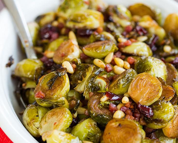 Brussels Sprouts with Pancetta, Cranberries & Pine Nuts
