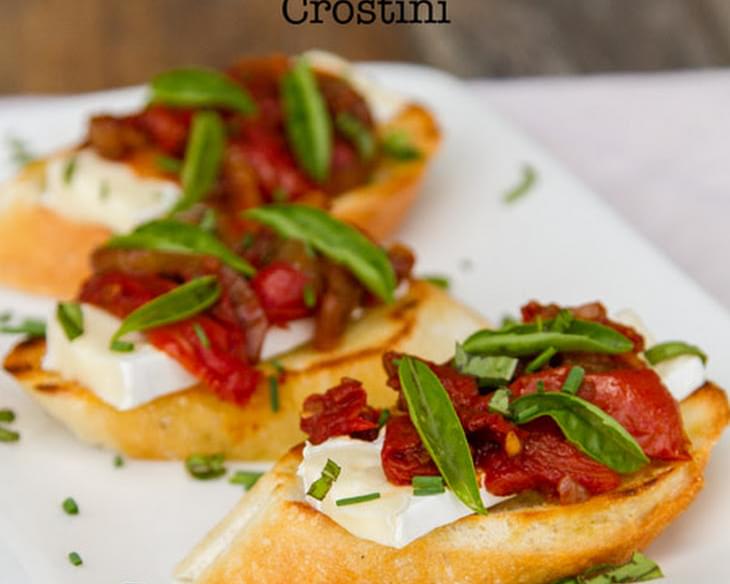 Brie and Balsamic Roasted Tomato Crostini