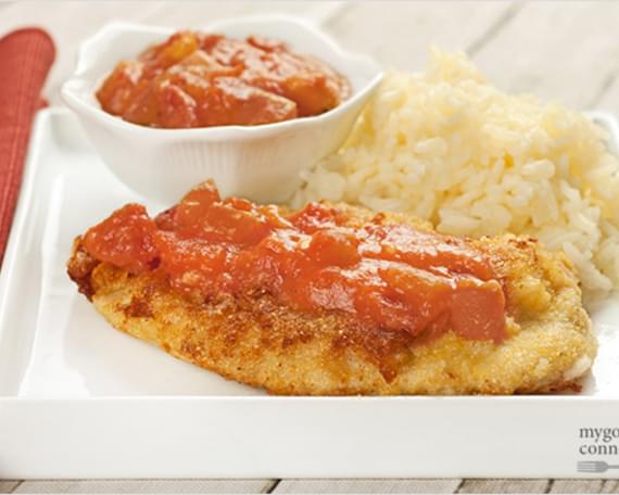 Cornmeal-Crusted Chicken with Southern Tomato Gravy