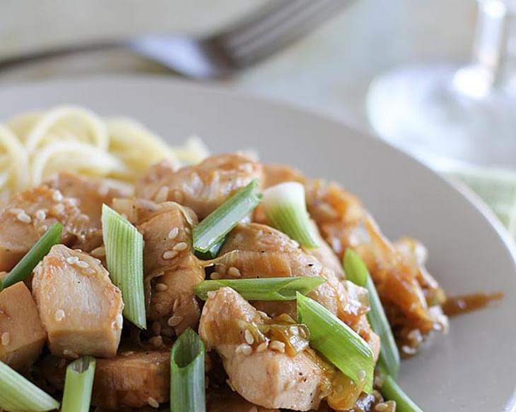 Stir Fry Chicken with Sesame and Leeks