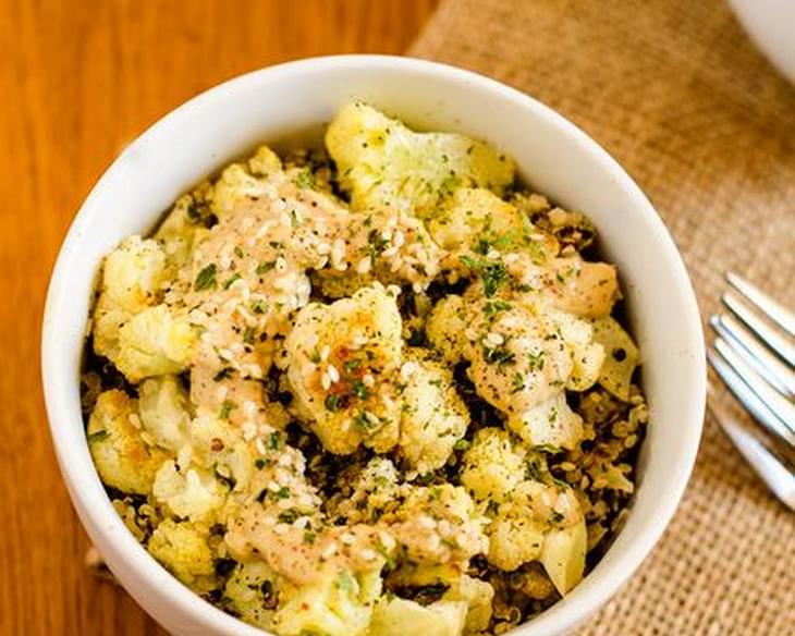 Roasted Cauliflower & Quinoa with Lemon Tahini Sauce