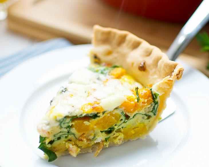 Butternut Squash, Spinach and Bacon Quiche