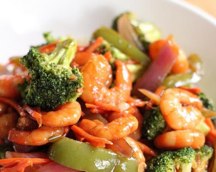 Shrimp and Vegetables with Thick Soy Sauce