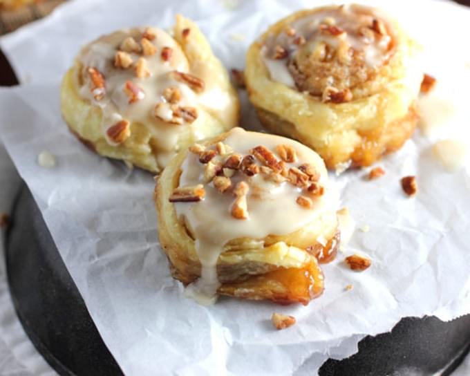 Puff Pastry Cinnamon Rolls with Maple Icing