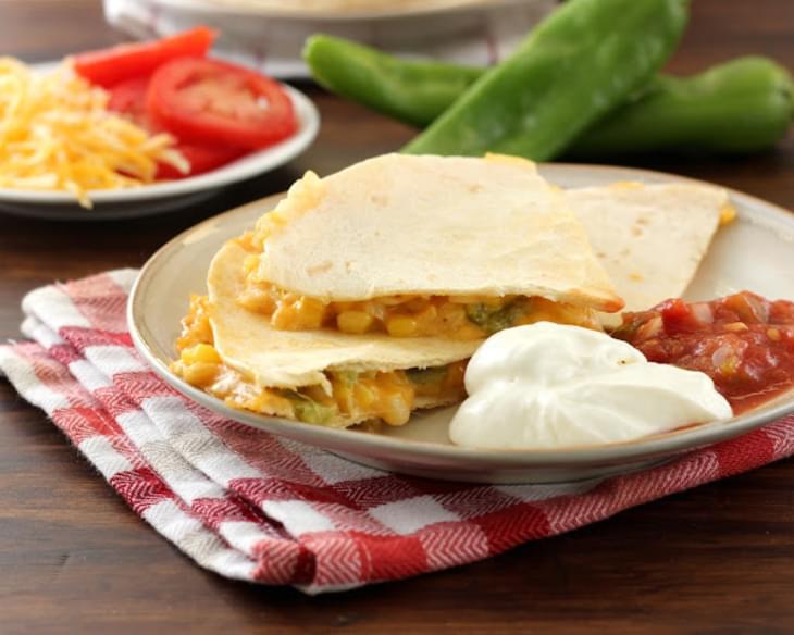 Roasted Hatch Chile and Sweet Corn Quesadillas