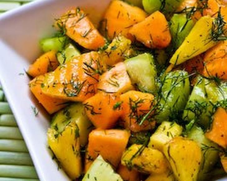 Fruit Salad with Cantaloupe, Honeydew, Pineapple, and Dill