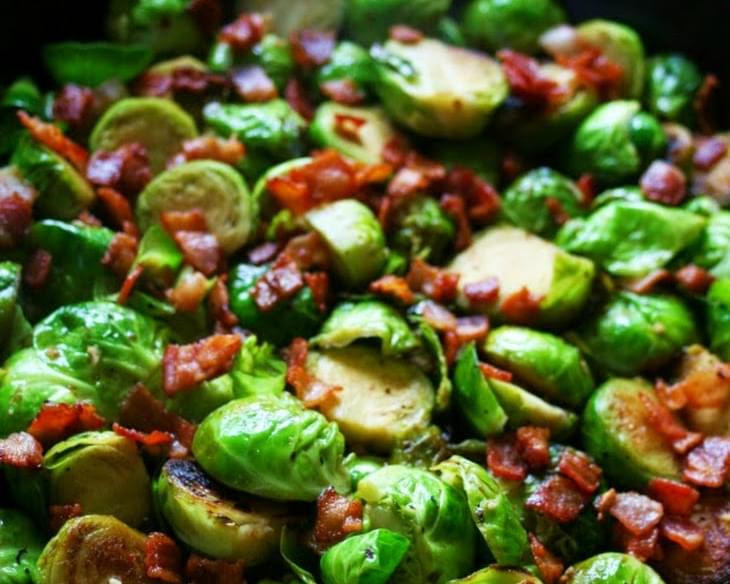 Caramelized Honey Balsamic Brussels Sprouts with Pancetta