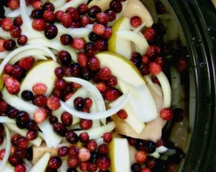 Crockpot Chicken with Butternut Squash, Pears and Cranberries