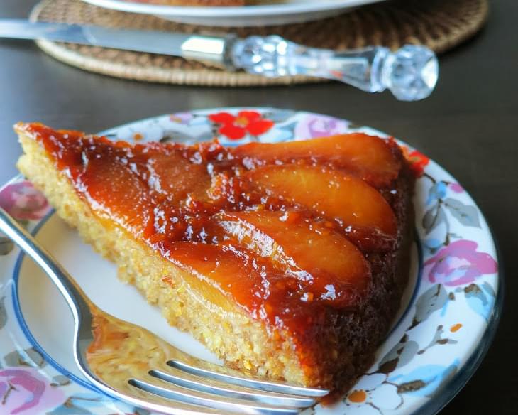 Peach Polenta Upside-Down Cake