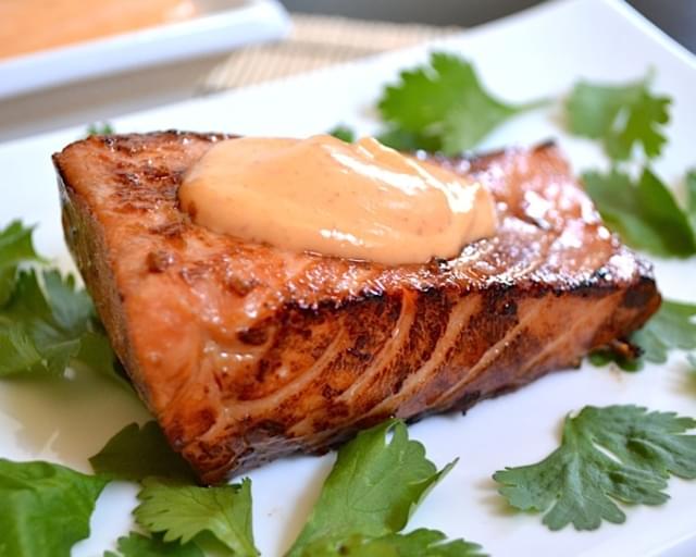 Teriyaki Salmon With Sriracha Mayo