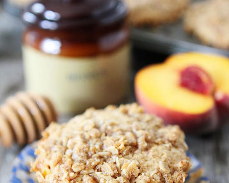 Honey Peach Muffins with Oat Streusel Topping