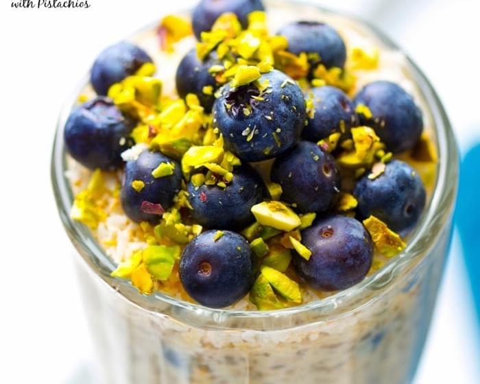 Super Blueberry Toasted Coconut Island Parfaits with Pistachios