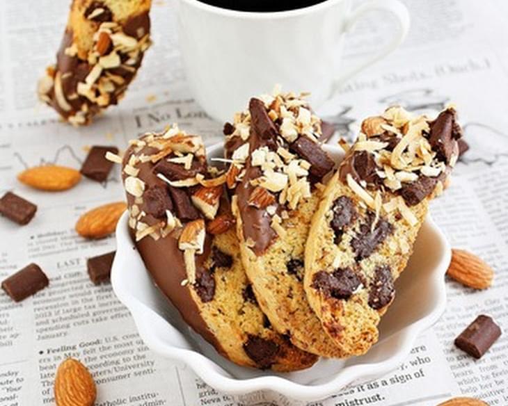 Chocolate Chunk Biscotti with Almonds and Coconut