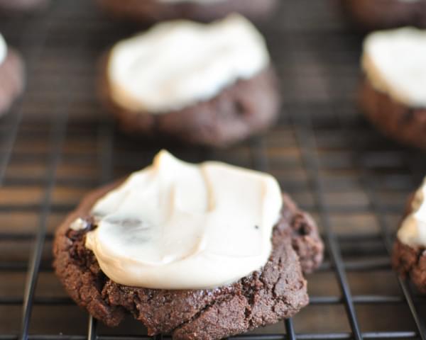 Chocolate Cookies with Caramel Frosting