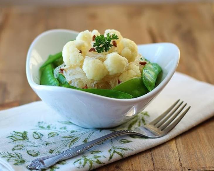 Sauteed Cauliflowers and Snow Peas with Vermicelli