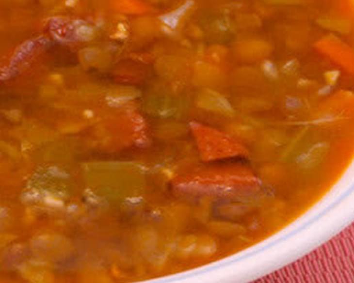 Lentil and Sausage Soup with Cabbage