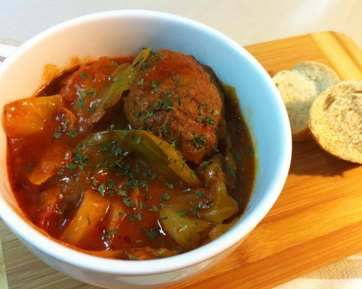 Meat Balls with Cabbage in Tomato Sauce