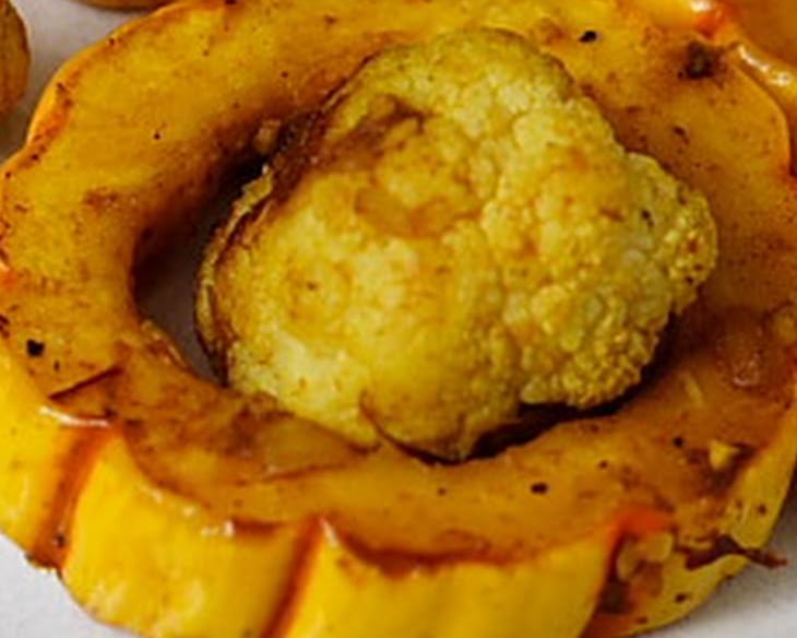 Roasted Delicata Squash and Cauliflower with Curry Sauce