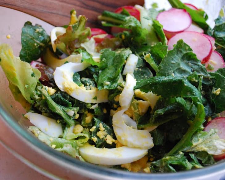 Bitter Greens with Radish and Egg