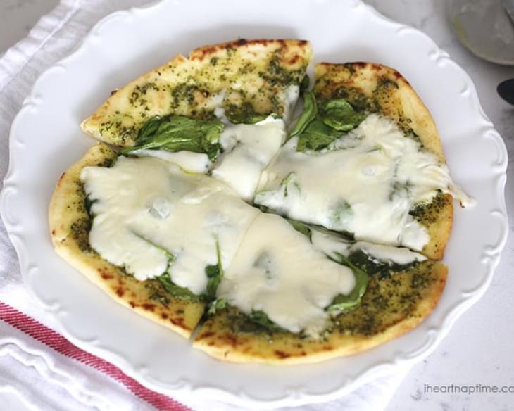 Spinach Pesto Pizza With Fresh Mozzarella