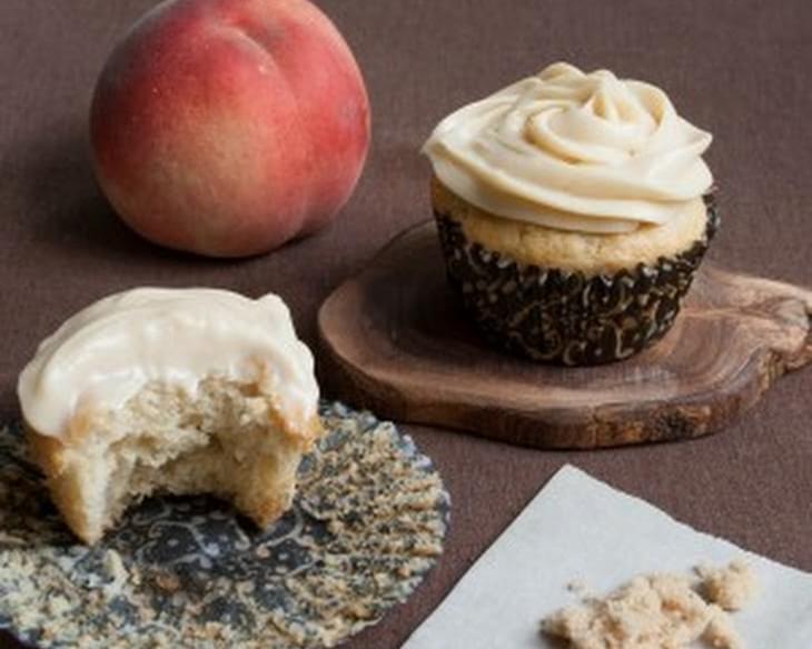 White Peach Cupcakes with Brown Sugar Frosting