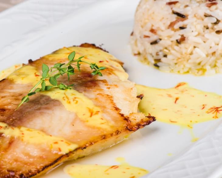 Grilled Halibut with Mustard Sauce