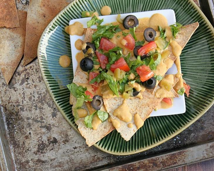 Nachos with Vegan Cheese and Homemade Chips