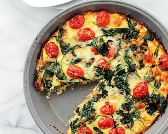 Hashbrowns, Spinach and Tomato Pie