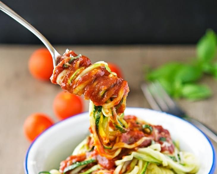 Zucchini Spaghetti (Zoodles) with Marinara Sauce
