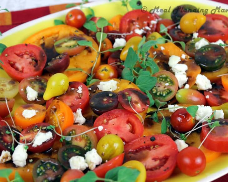 Heirloom Tomatoes 'n Goat Cheese with Balsamic Drizzle