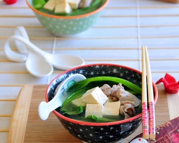 Chinese Mustard Green Soup with Tofu and Pork (芥菜豆腐肉片湯)