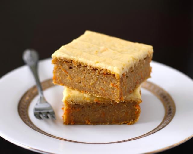Carrot Cake Blondies with Orange Frosting