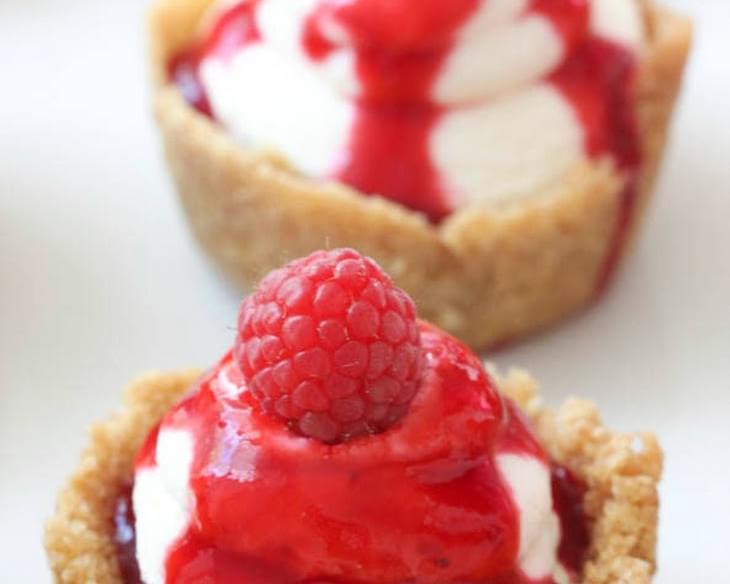 No-Bake Mini Cheesecakes with Raspberry Sauce