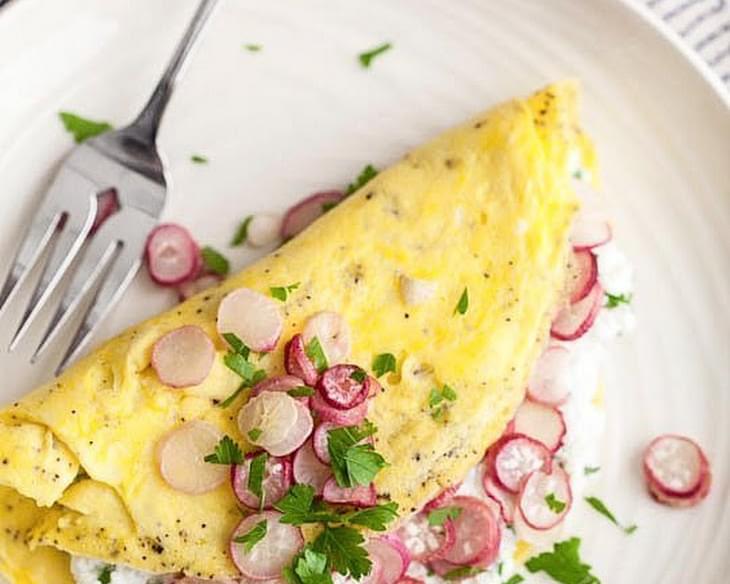 Roasted Radish and Herbed Ricotta Omelet
