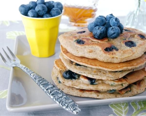 Honey & Oat Blueberry Lemon Pancakes