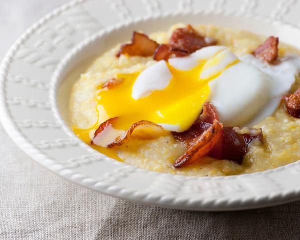 Eggs with Creamy Bacon Grits