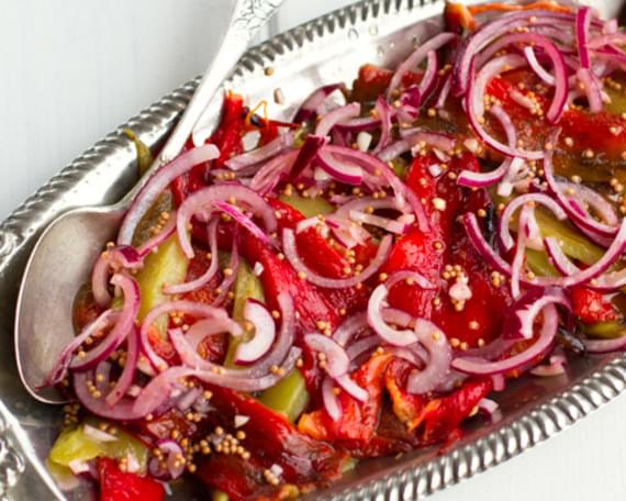 Roasted Peppers With Pickled Onions