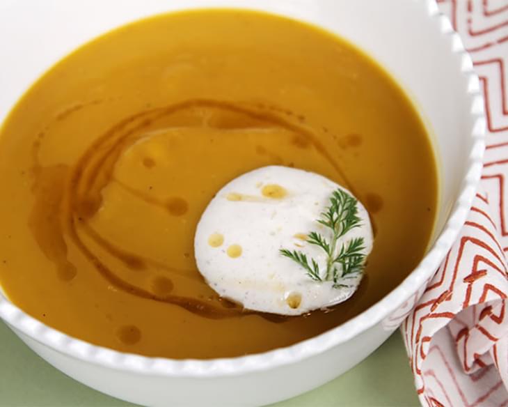 Butternut Squash Soup With Brown Butter And Nutmeg Crème
