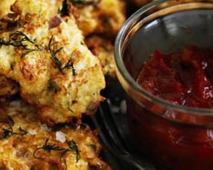 Cauliflower Fritters With Feta, Mint And Dill