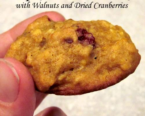 Pumpkin Oatmeal Cookies with Walnuts and Dried Cranberries