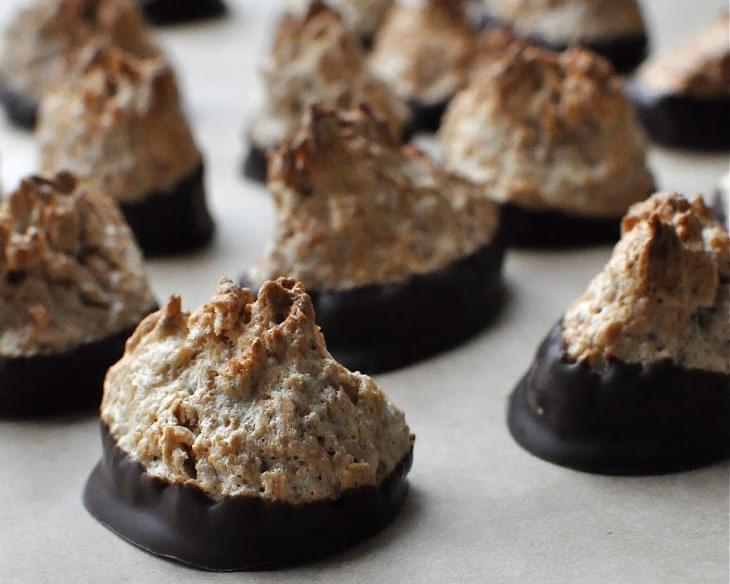 Paleo Chocolate-Dipped Toasted Coconut Macaroons