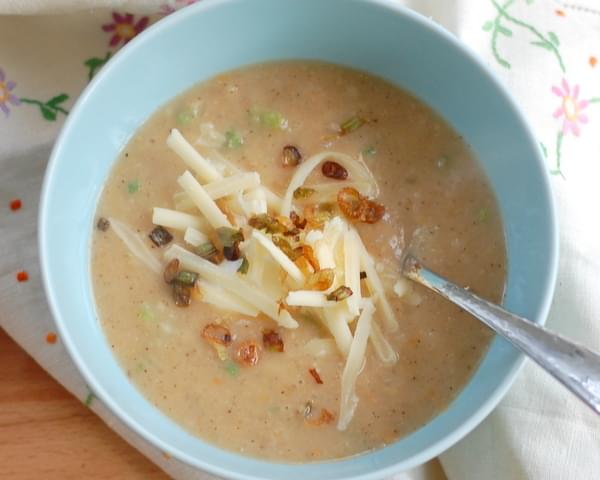 Creamy Potato Soup with Roasted Cauliflower