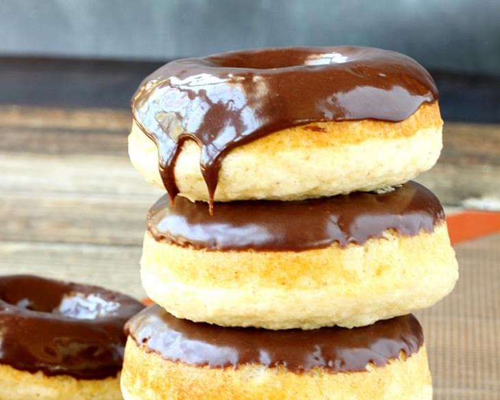 Baked Vanilla Donuts with Chocolate Frosting